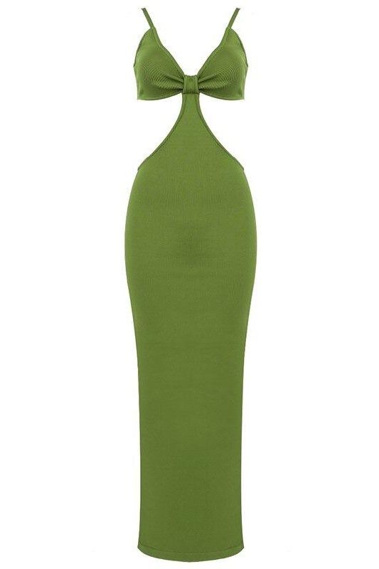 Aria Bodycon Day Maxi Dress - Emerald Green - Fashionpara