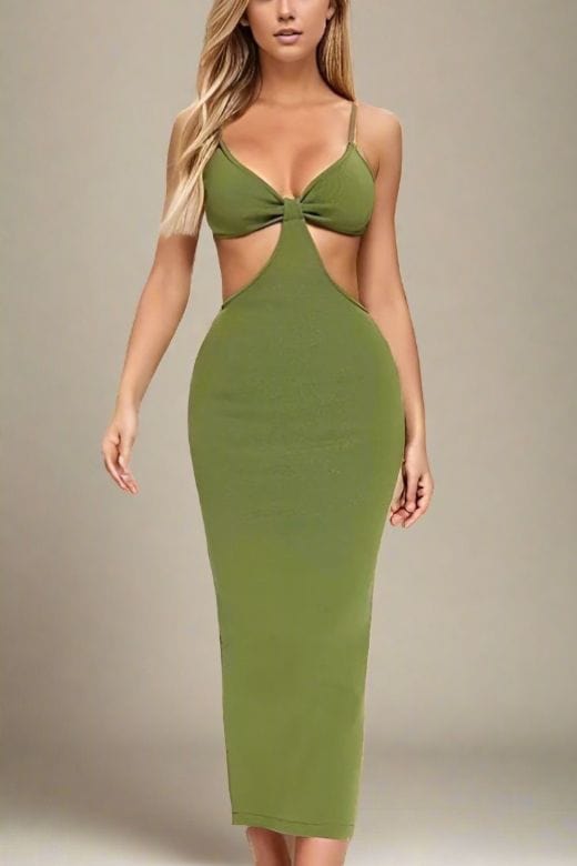 Aria Bodycon Day Maxi Dress - Emerald Green - Fashionpara