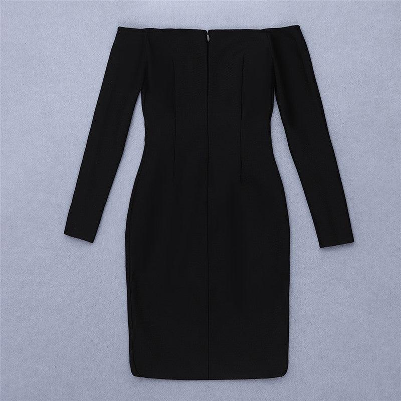 KittenAlarm - Arianna Off Shoulder High Slit Solid Dress