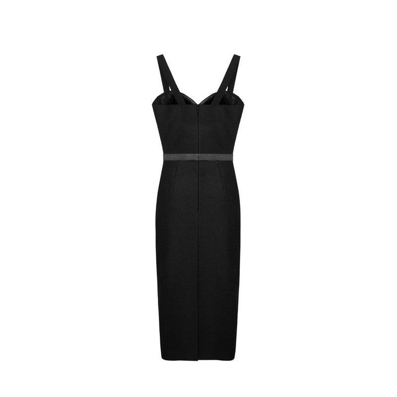 Sweetheart Strappy High Slit Bodycon Midi Dress