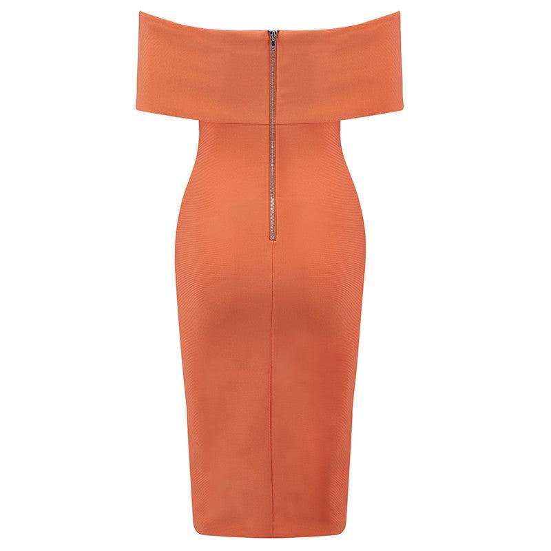Off Shoulder Short Sleeve Bodycon Midi Dress