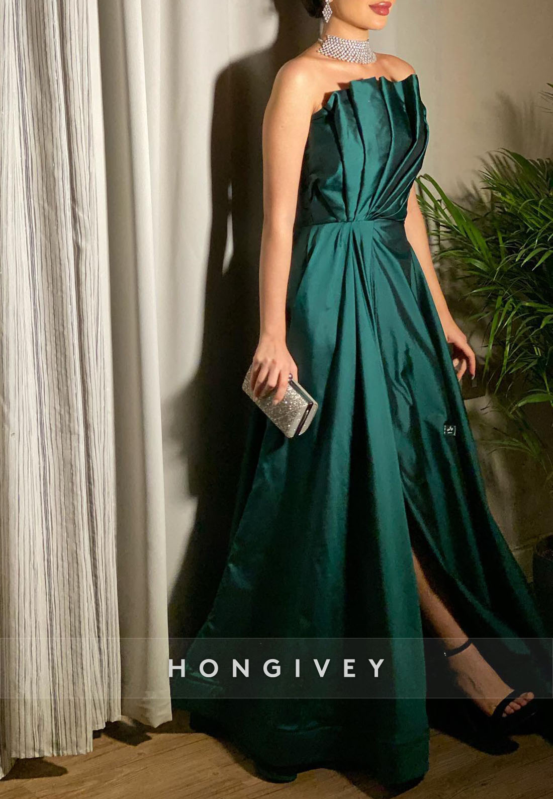 Ruffles Off the Shoulder Evening Gown Sleeveless Satin Floor-Length A-line Formal Dresses