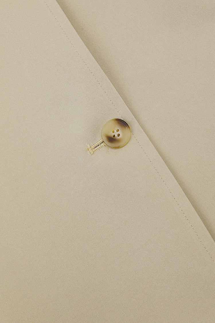 Asymmetric Collar Belted Trench Coat with Cinched Waist