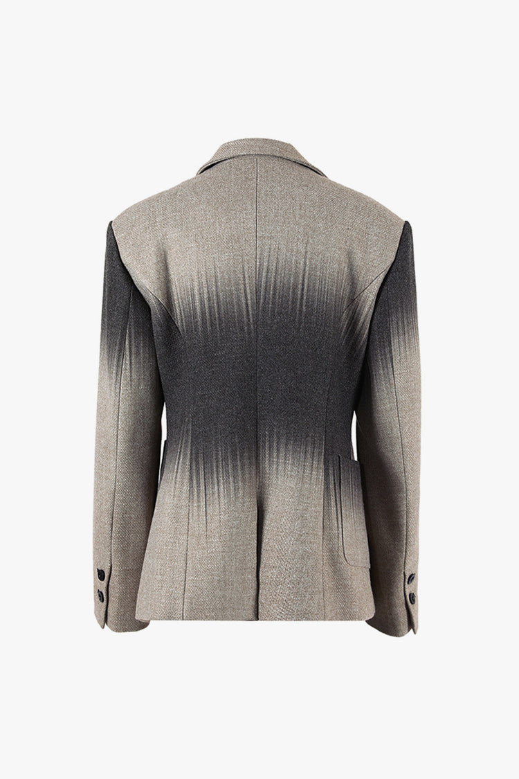 Asymmetrical Buttoned Quilted Wool Blend Blazer for Elegance