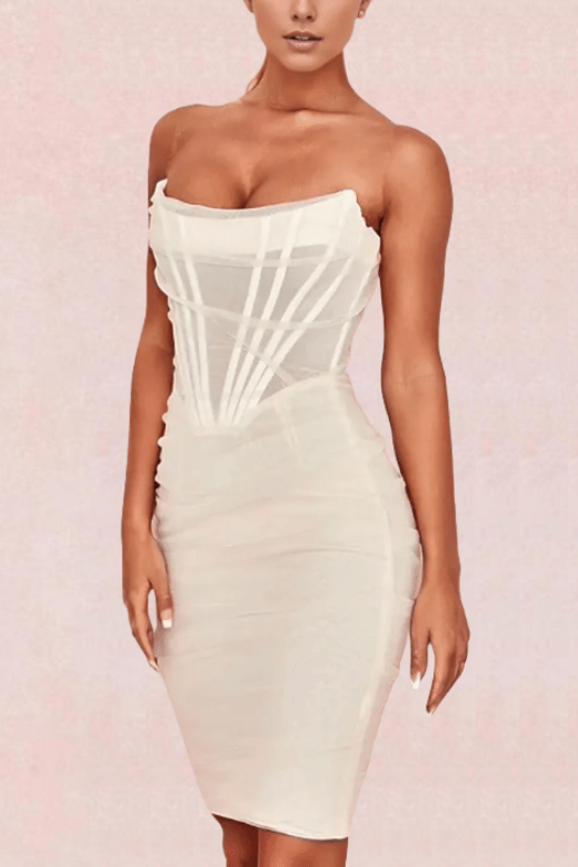 Athena Bodycon Wrap Dress - Pearl White - Fashionpara