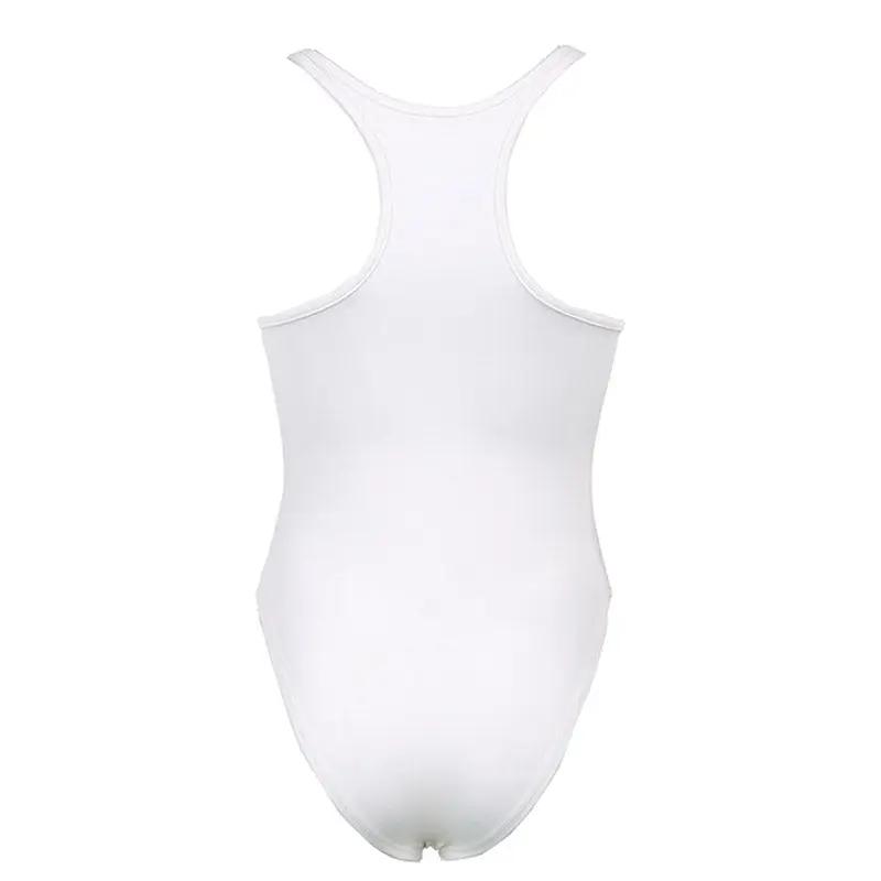 Athletic Sweetheart Bustier Racerback High Leg Fitted Bodysuit - White  Fashionpara
