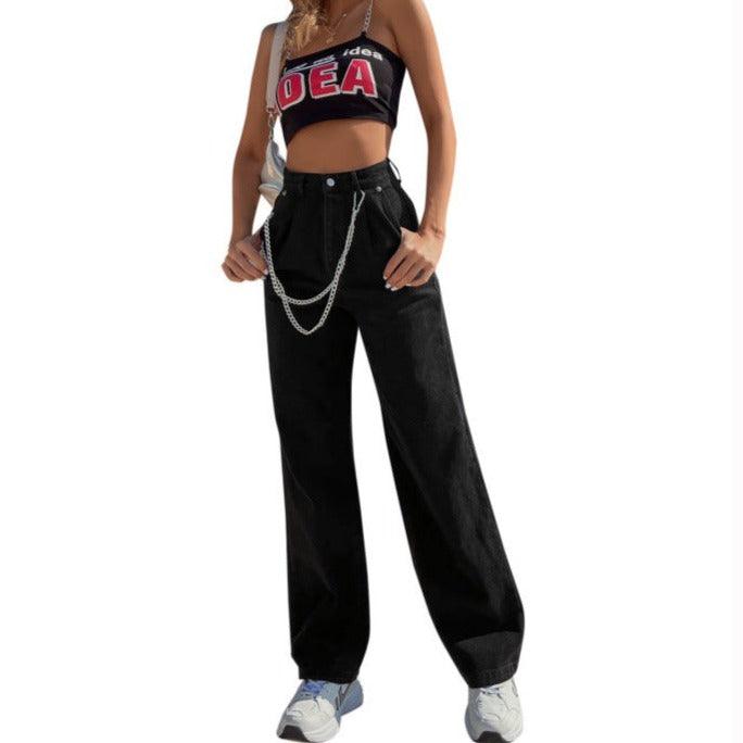 KittenAlarm - Audrina Solid High Waist Wide Jeans
