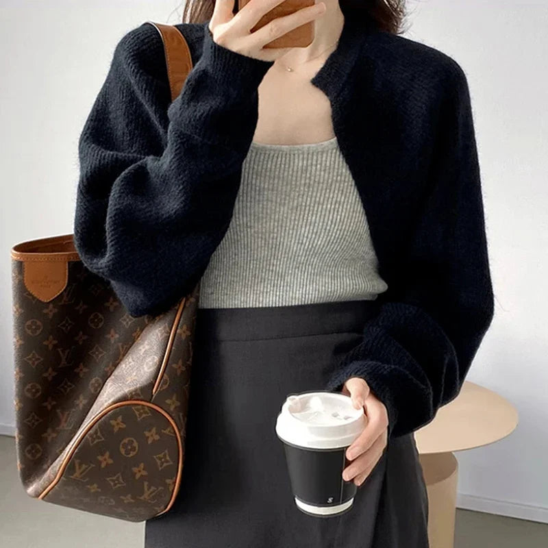 Slim Cozy Casual Long Sleeve Grey Korean Knitted Cardigan Sweater 2