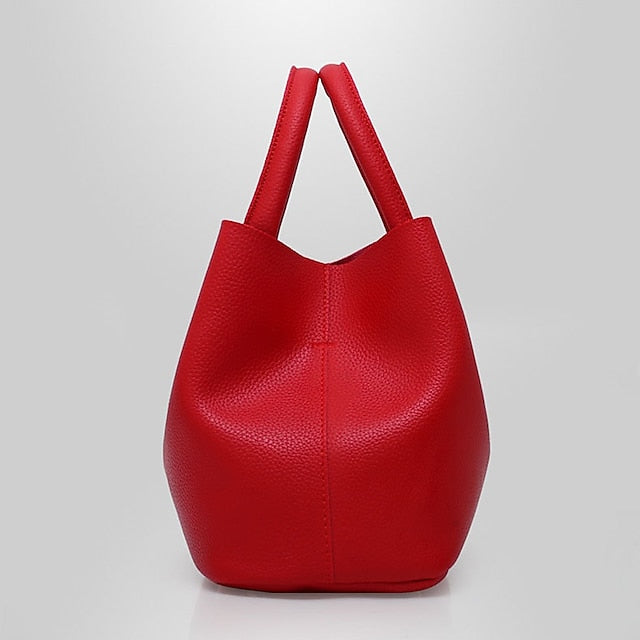 Gold Red Chain with Leather Handbag Lock and Faux