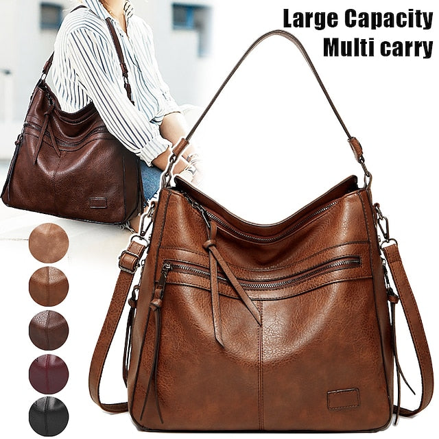Bag PU Crossbody Leather Shoulder Hobo Tote