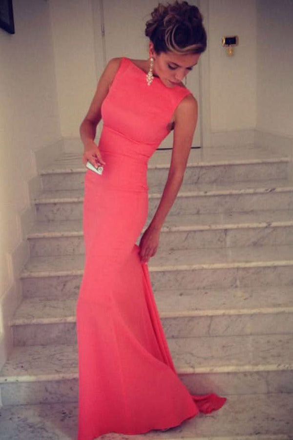 Sexy Open Back Sleeveless Mermaid Prom Evening Dress