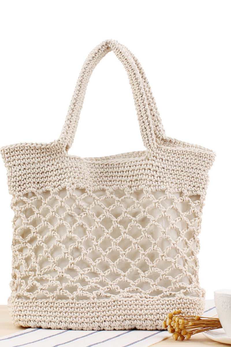 Casual Woven Straw Beach Bag with zipper - Fashionpara