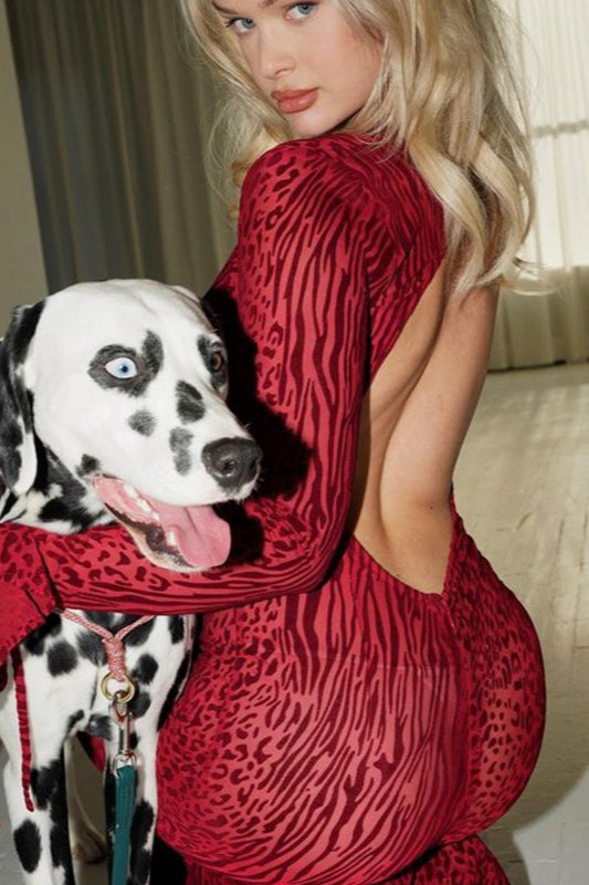 Animal Print Open Back Bodycon Mini Dress 3