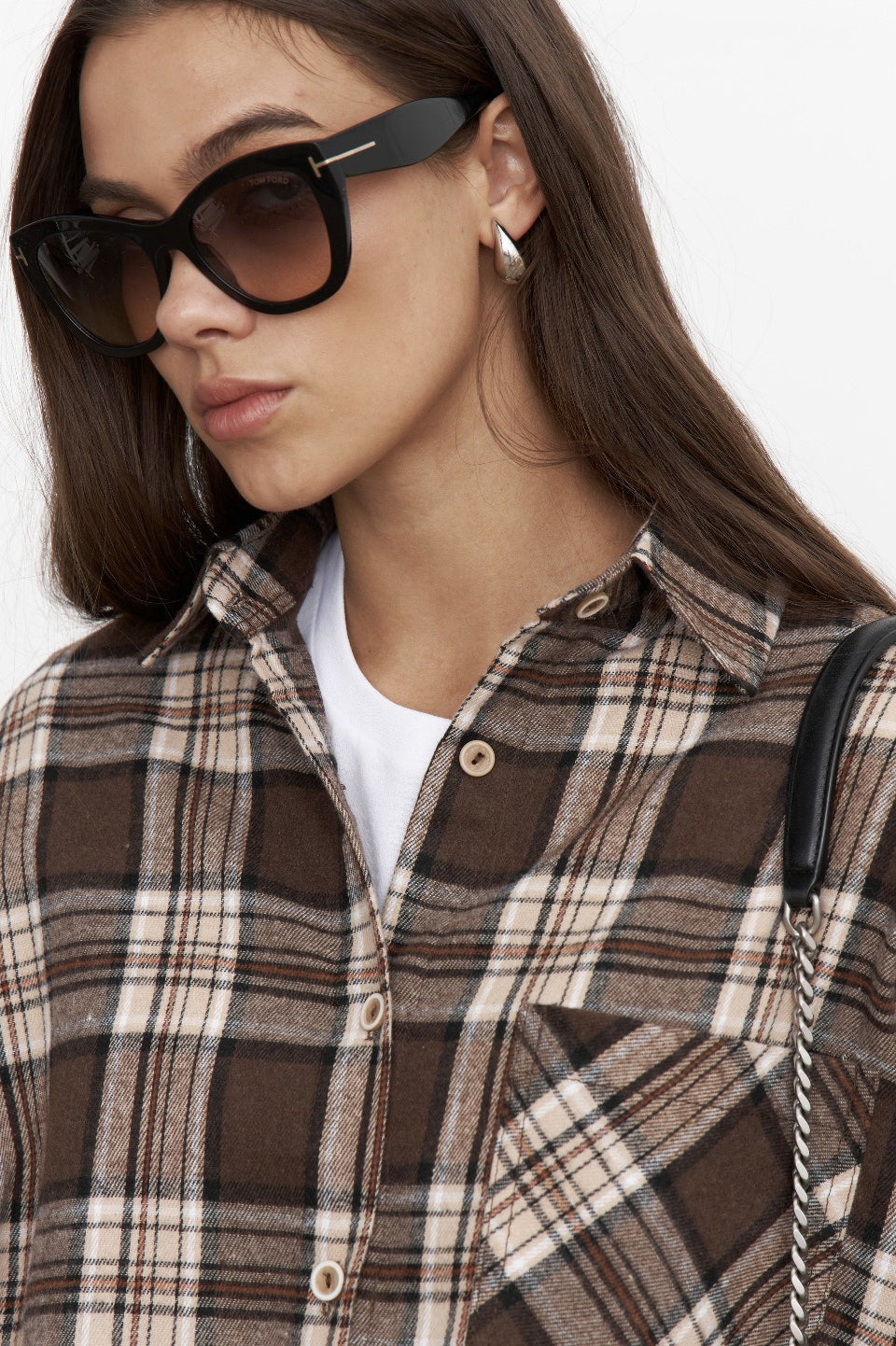 Collared Plaid Pocket Long Sleeve Shirt Blouse