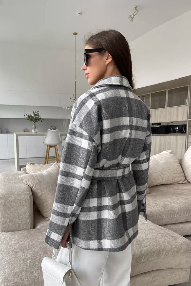 Plaid Mid-Length Wool Coat - Fashionpara