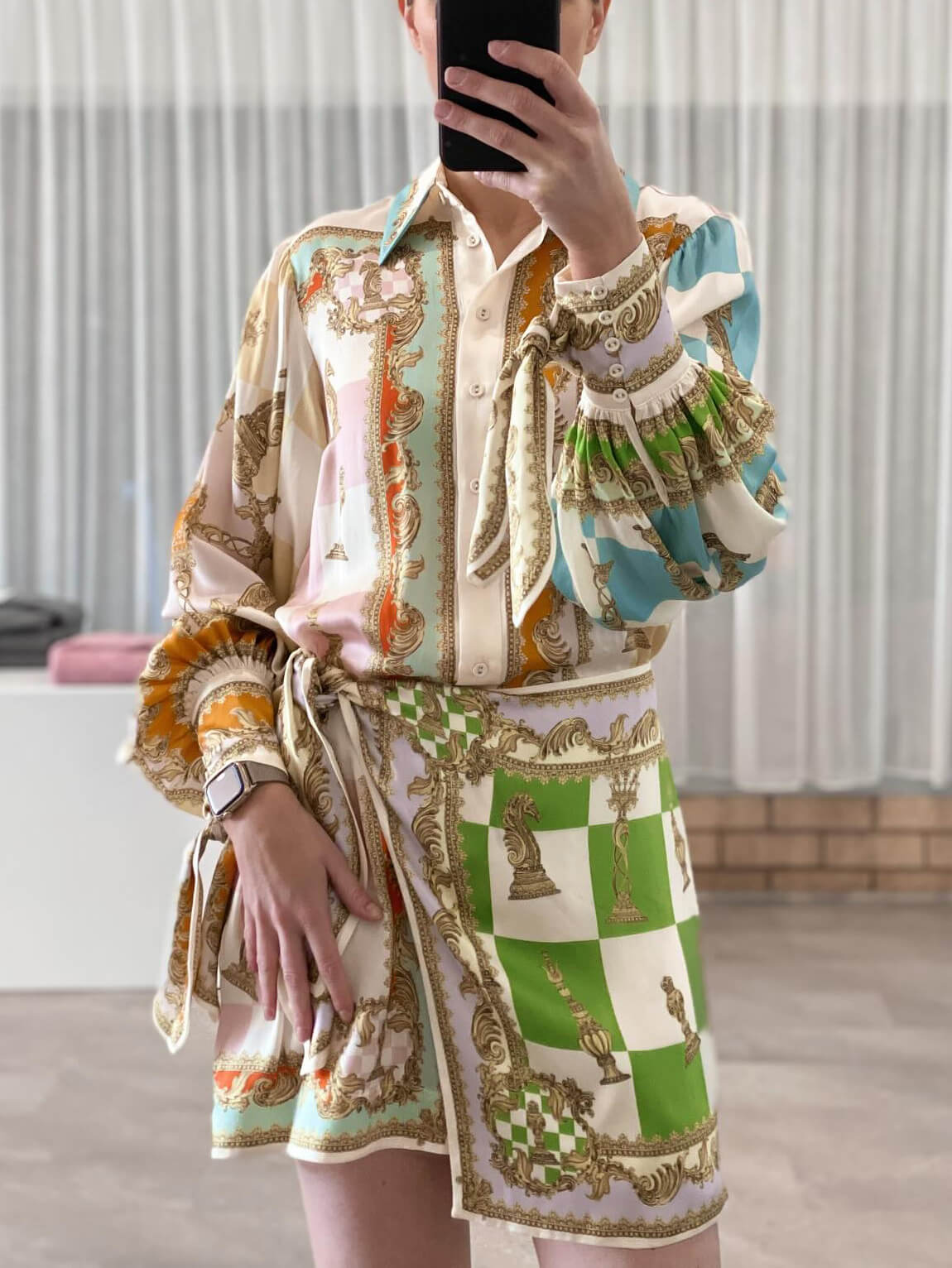 Unique Printed Irregular Knotted Mini Dress - Fashionpara