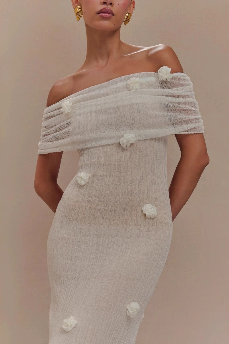 Floral Off-Shoulder Strapless Maxi Party Dress