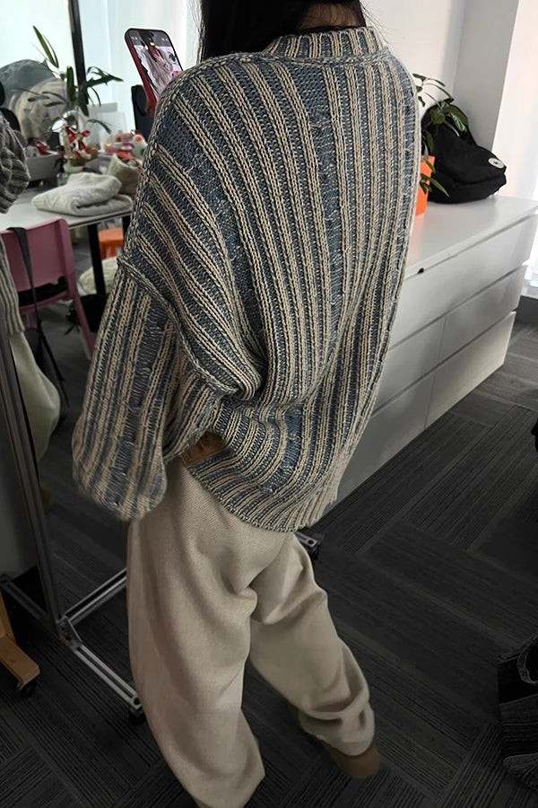 Retro Striped Knitted Sweater for Effortless Style and Comfort