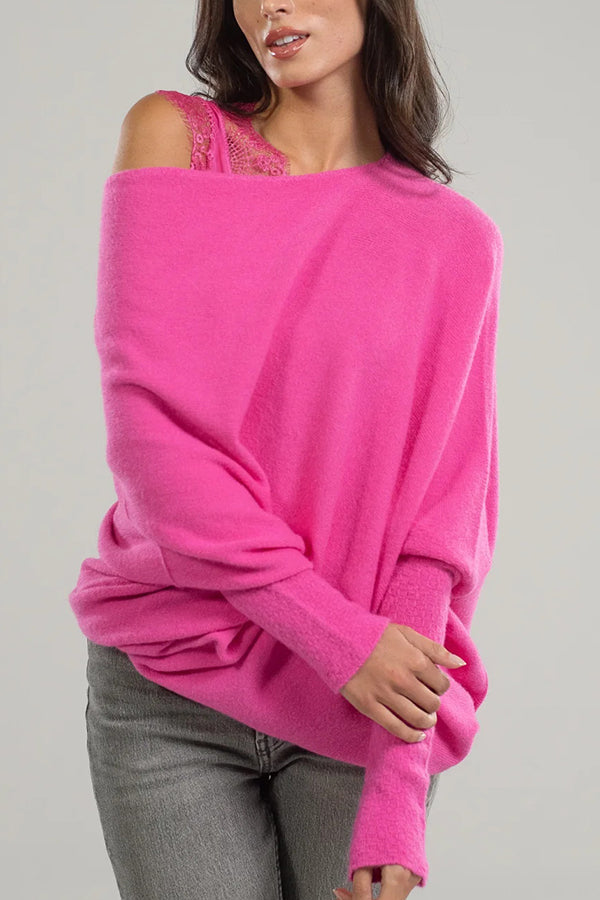 Chic Solid Color Round Neck Long Sleeve Knitted Sweater
