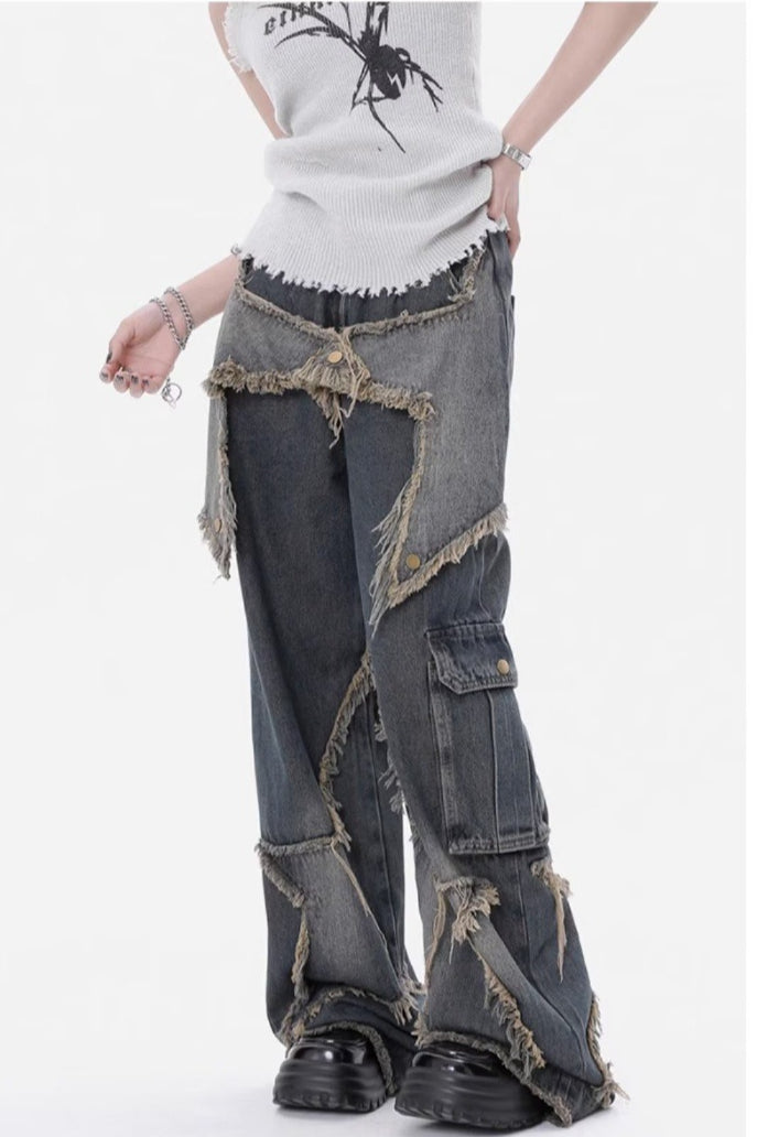 High Waist Wide Leg Workwear Jeans