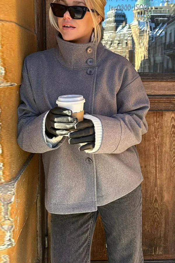 Short Woolen Casual Lapel Overcoat