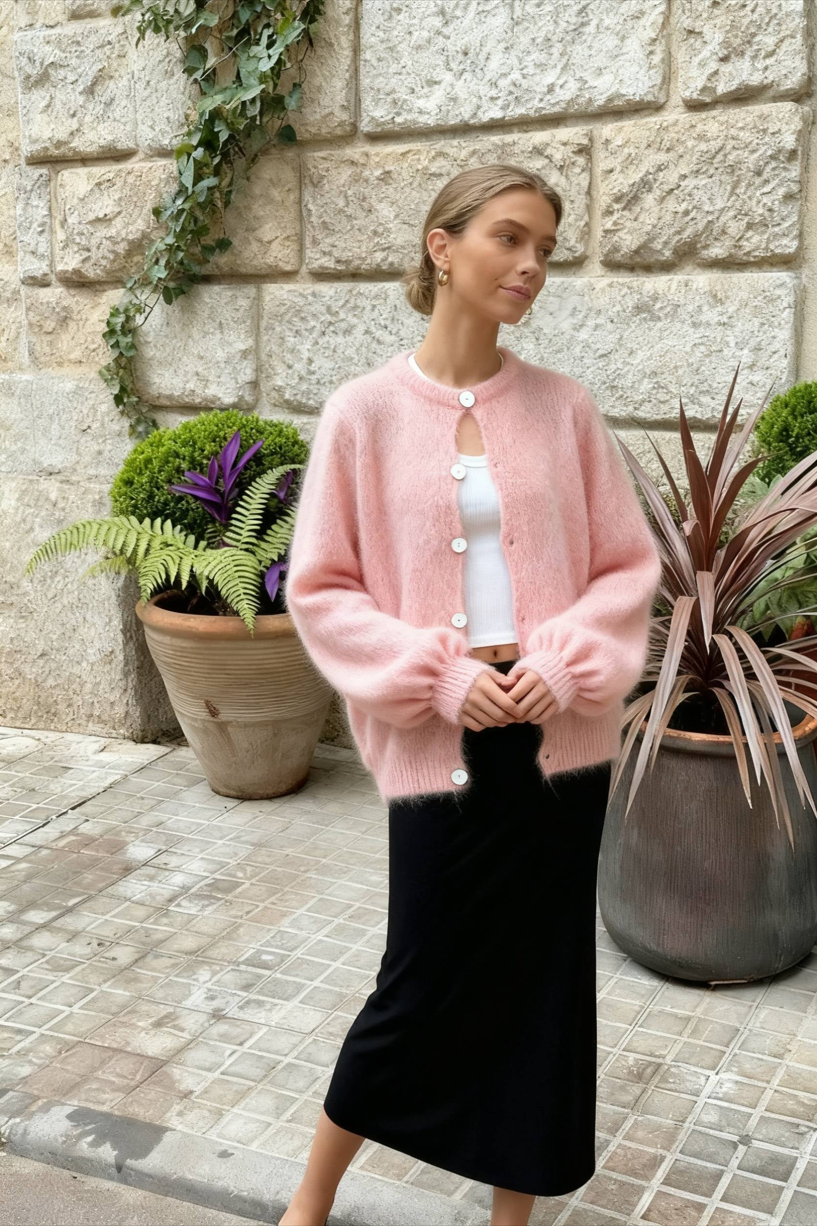 Lightweight Long Sleeve Solid Knit Cardigan - Fashionpara