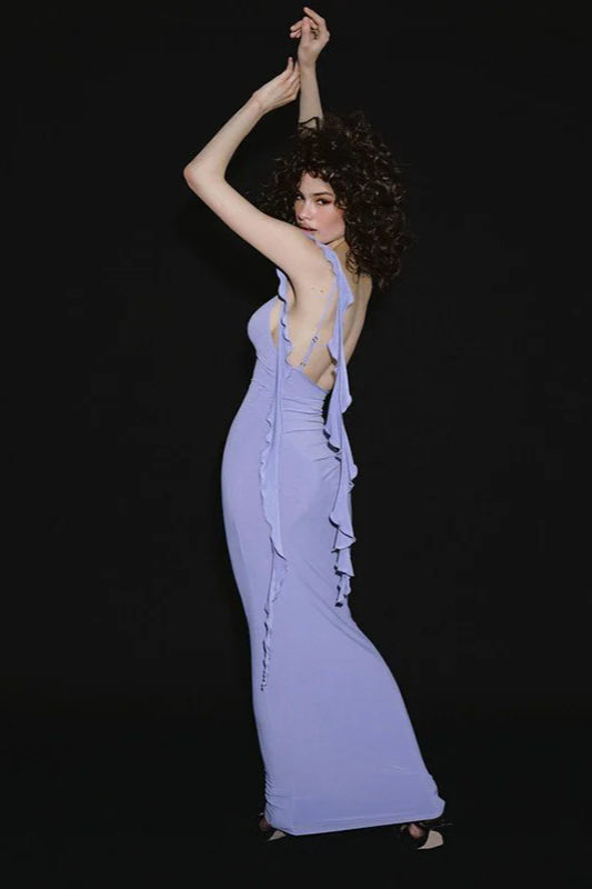 One-Shoulder Backless High-Waist Bodycon Maxi Dress