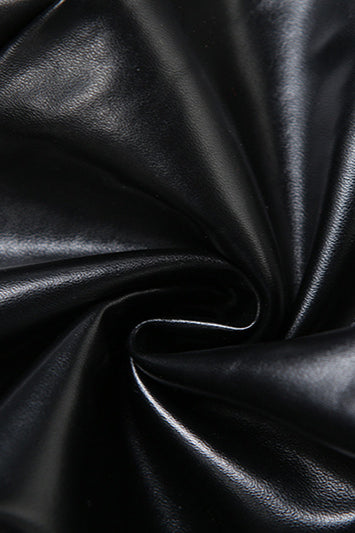 Trendy High Neck Sleeveless PU Leather Maxi Dress