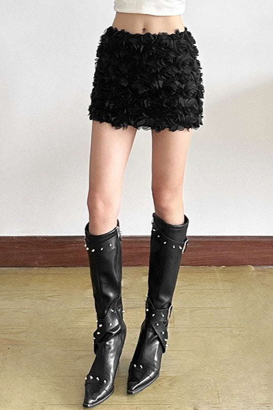 3D Floral Mini Bodycon Skirt