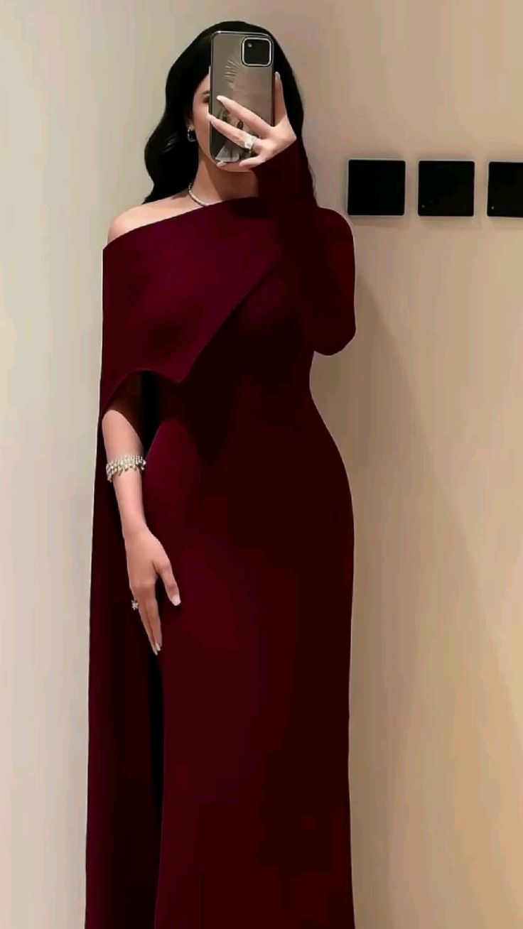 Modest Burgundy Prom Dress Graduation Dress Evening Dress - Fashionpara