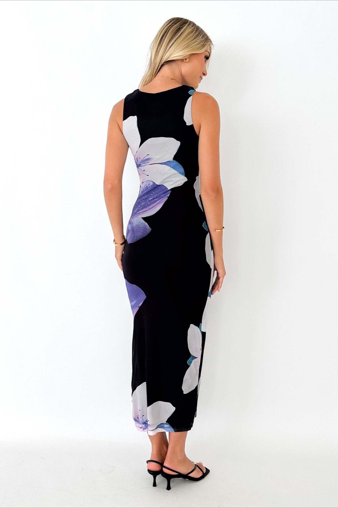 Elegant Floral Print Waist Slimming Maxi Dress