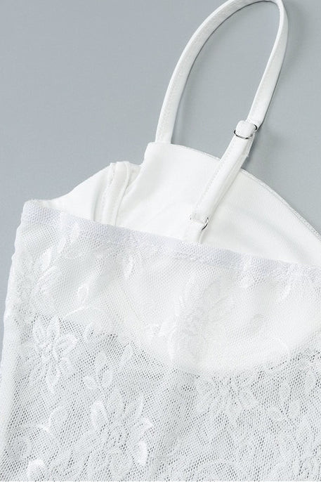 Solid Lace Splice Midi Skirt Set