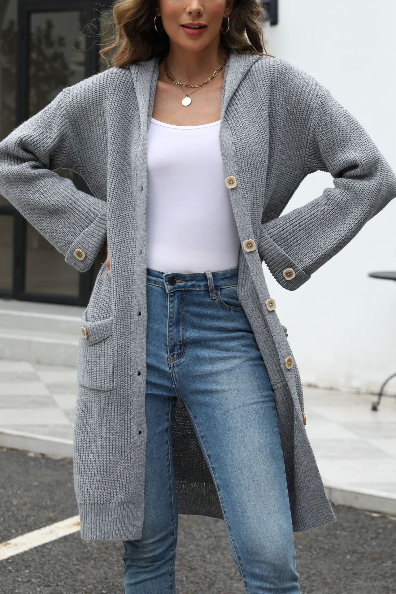 Chic V-Neck Loose Fit Knit Cardigan for Effortless Style