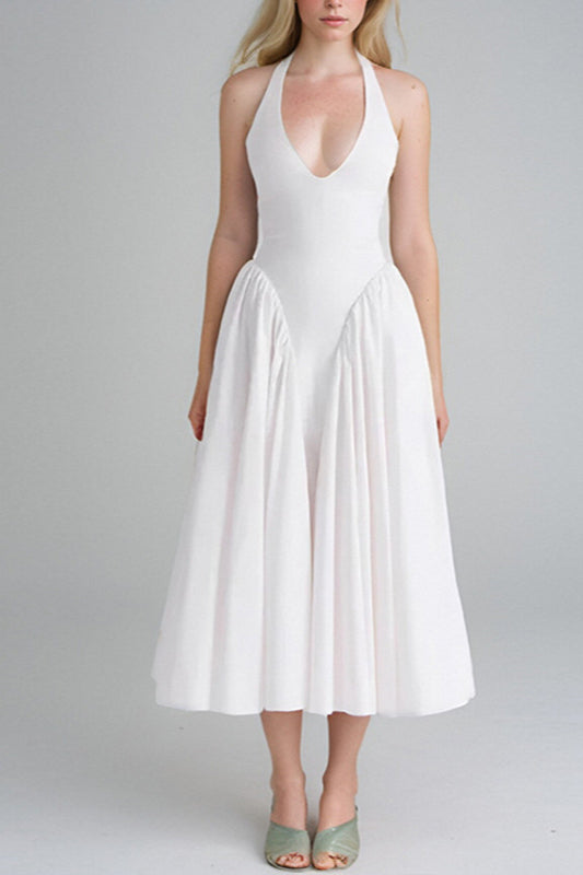 Halter Solid Bodycon Backless Party Dress