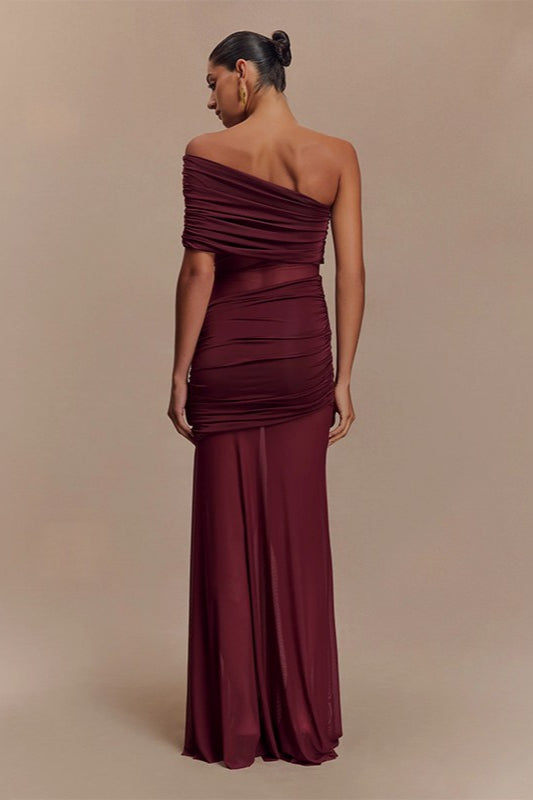 Mesh Panel Strapless Sheer Bodycon Party Dress