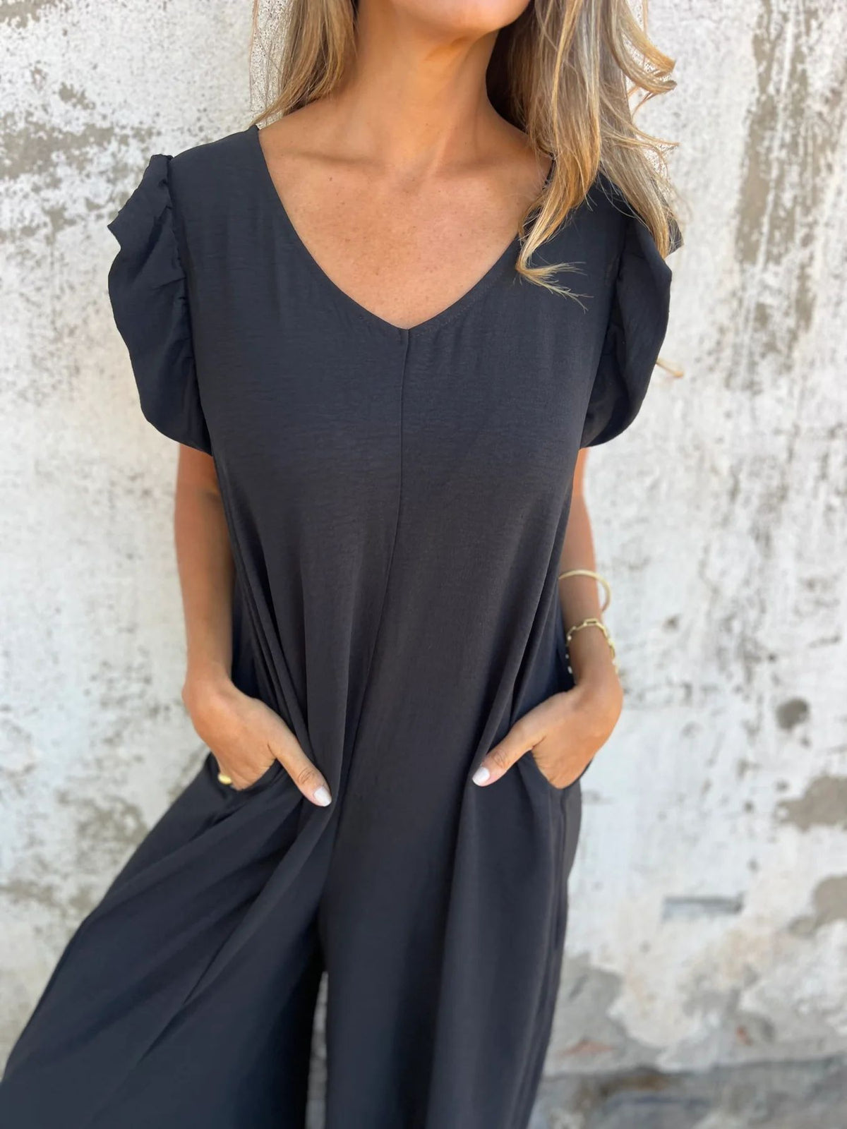 Leopard Print V-Neck Ruffle Sleeve Pocket Maxi Dress 18