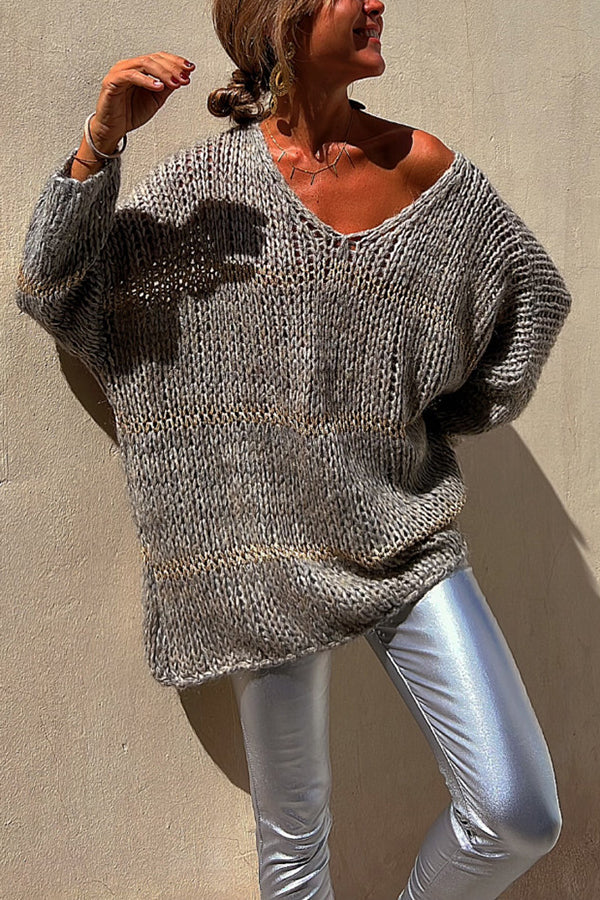 Lady Rin Colorblock Knit Pullover Sweater for Autumn Brunch