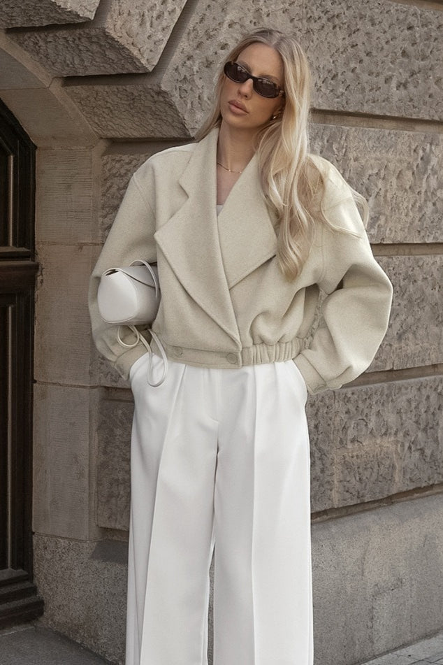 Office Ready Notch Lapel Wool Blend Coat - Fashionpara