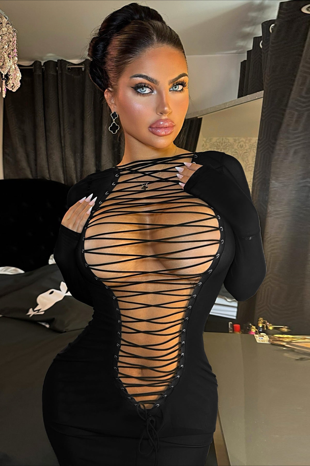 Reversible Tie Bodycon Mini Dress