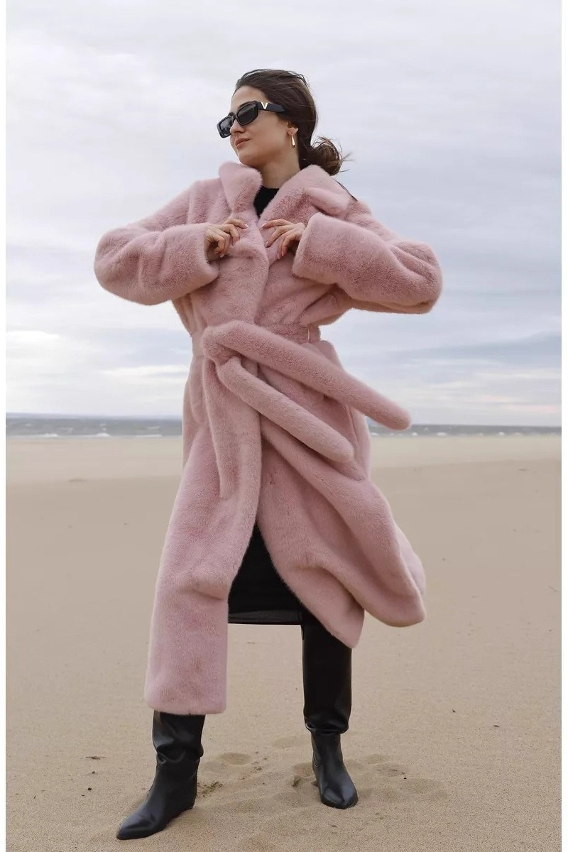 Faux Mink Fur Long Loose Chic Overcoat - Fashionpara