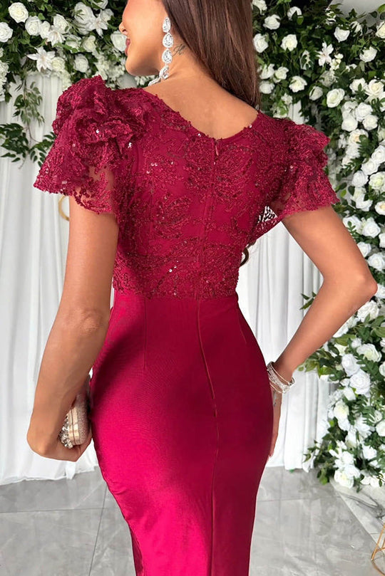 Romilly Lace & Satin Ruffle Sleeve Midi Dress - View 11