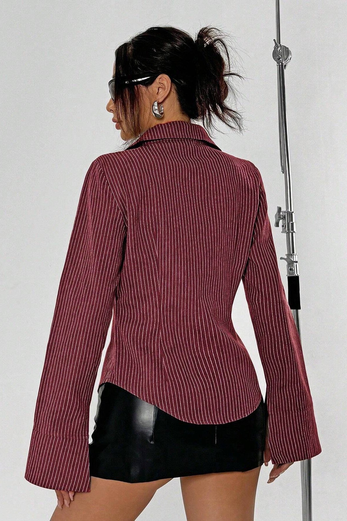 Office Chic Stripe Button Blouse