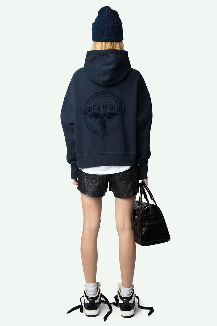 Angel Wing Print Plush Hoodie