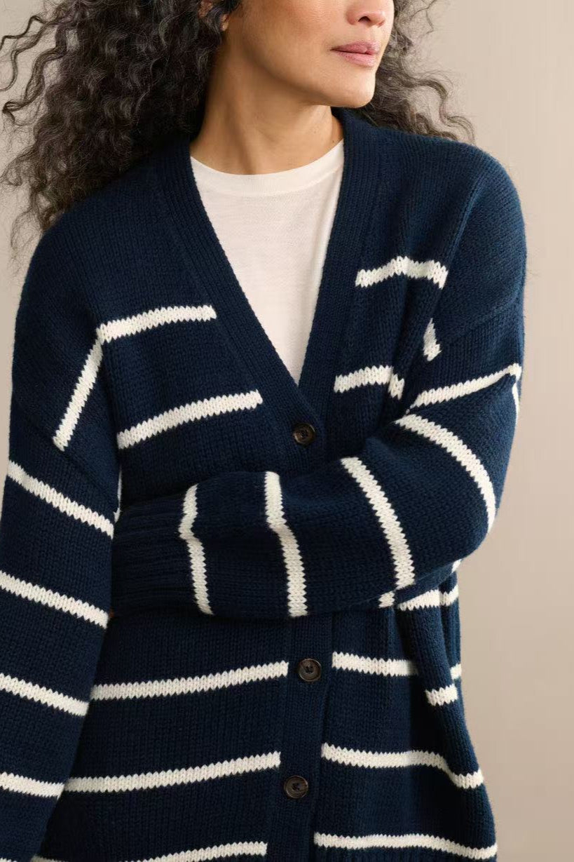 Flattering Striped V Neck Cardigan for Effortless Style