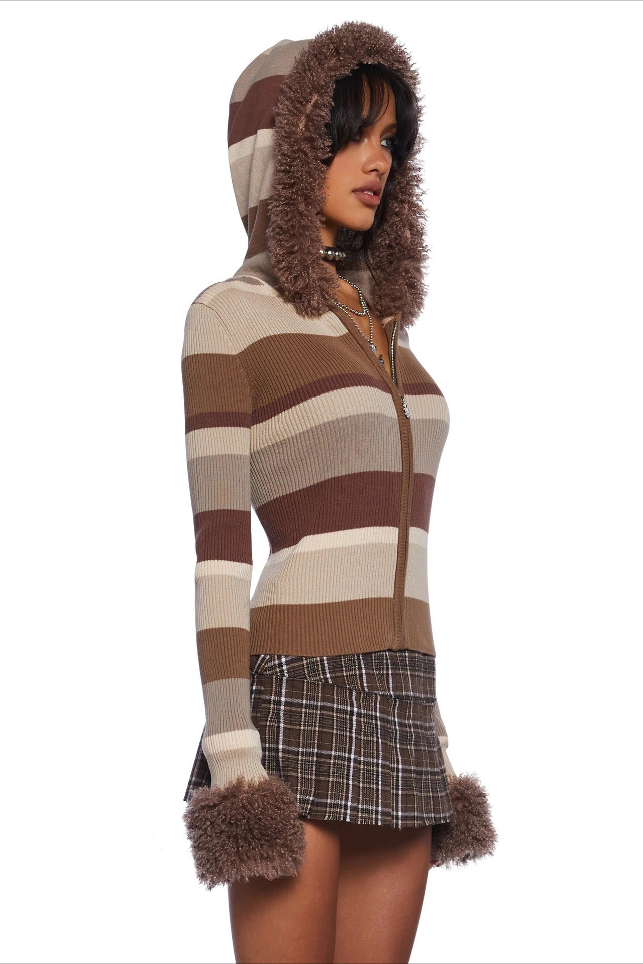 PrincessAce Vintage Hooded Fleece Knit Sweater for Comfort