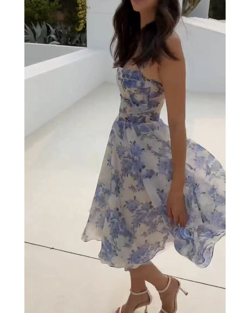 2024ss Sexy Halter Print Casual Dress - Fashionpara