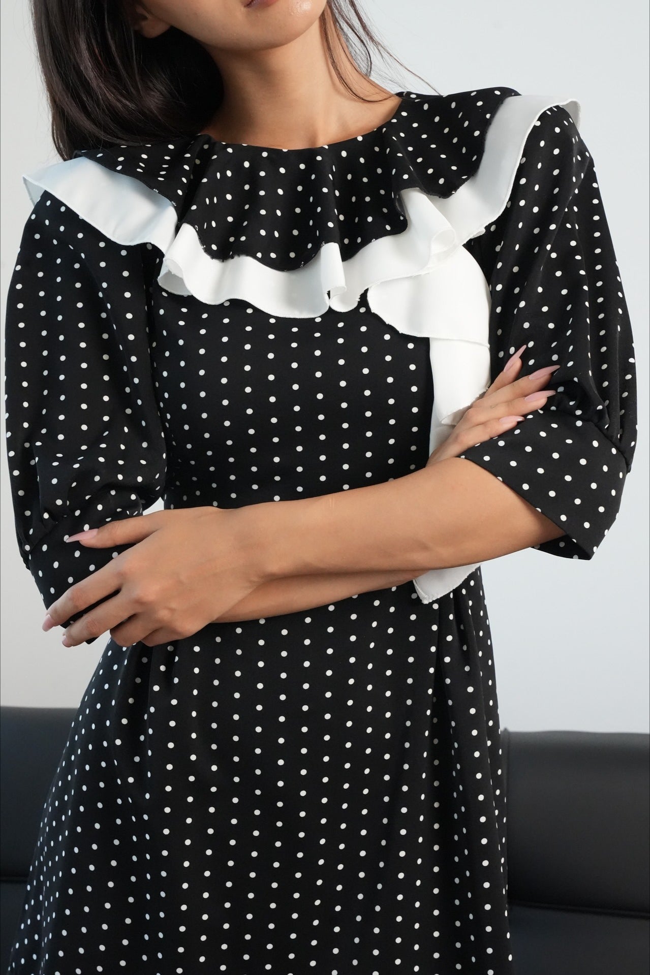 Vintage Puff Sleeve Polka Dot Mini Dress