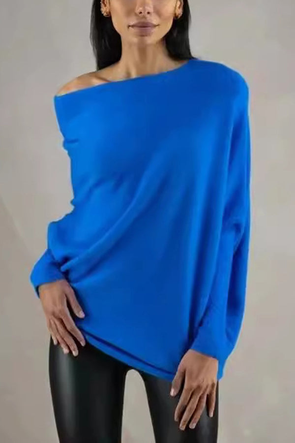 Chic Solid Color Round Neck Long Sleeve Knitted Sweater