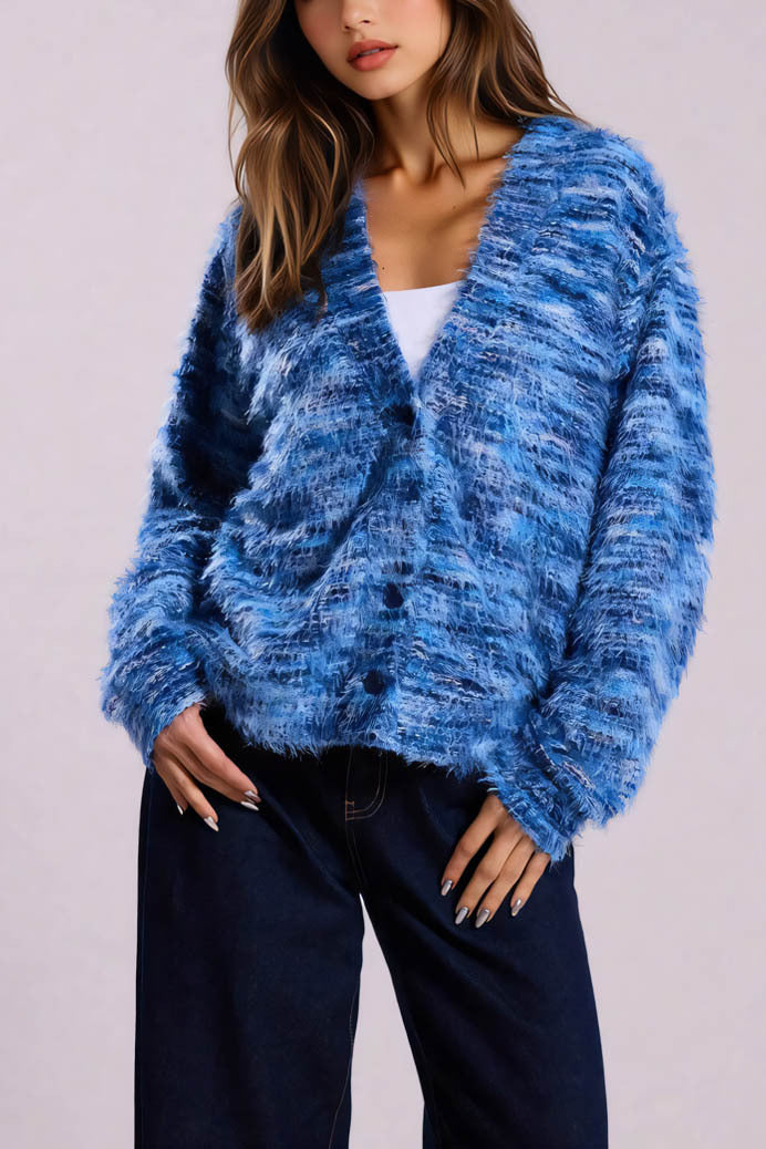 Colorful Striped V Neck Cardigan for Effortless Style