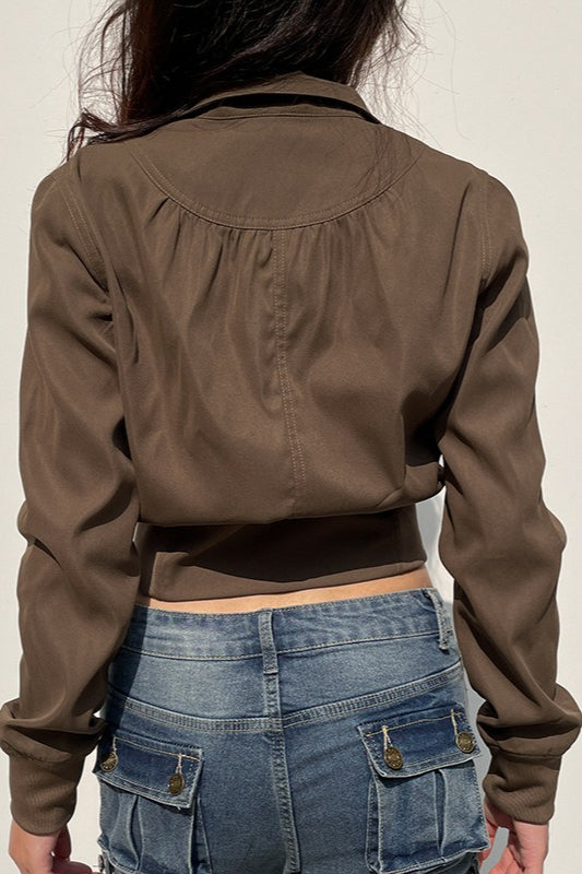 Waist Cinch Pocket Zip Jacket